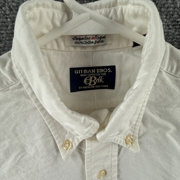 Gitman Bros Button-Down USA 14.5 34 TTX Cotton Oxford White Men Shirt Pocket - Picture 2 of 16